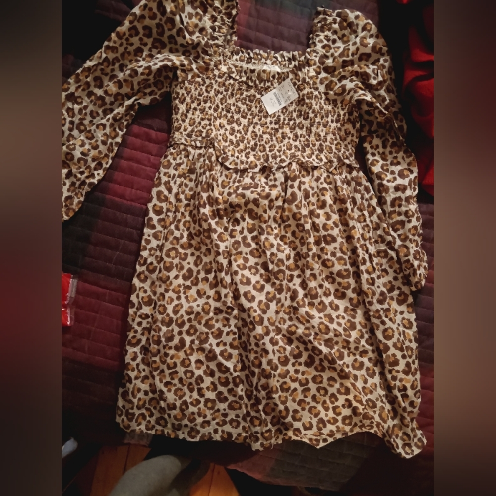 Girls' smocked puff-sleeve dress in voile